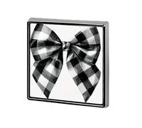 Spille e spille unisex con fiocco a scacchi bianco e nero, stile, quadrate, leggere, con spilla, per abbigliamento, scialle e cappello
