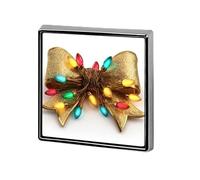 Spille e spille unisex con fiocco dorato di Natale, quadrate, leggere, da bavero, gioielli per abbigliamento, scialle, cappello