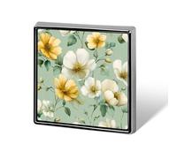 Spille e spille unisex con fiori bianchi e gialli su verde chiaro, gioielli quadrati leggeri per abbigliamento scialle cappello