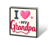 Spille e spille unisex con frase "I Love MY Grandpa", quadrate e leggere, con spilla, per abbigliamento, scialle e cappello.