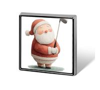 Spille e spille unisex con mazza da golf a forma di Babbo Natale dei cartoni animati, quadrate e leggere, con spilla, per abbigliamento, scialle e cappello