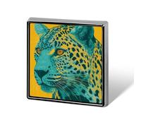 Spille e spille unisex con motivo leopardato giallo turchese, quadrate e leggere, con spilla, per abbigliamento, scialle e cappello