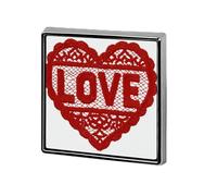 Spille e spille unisex con scritta in pizzo rosso "Love", quadrate e leggere, con spilla, per abbigliamento, scialle e cappello.