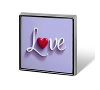 Spille e spille unisex con scritta romantica "Love" e cuore rosso, quadrate e leggere, con spilla, per abbigliamento, scialle e cappello.