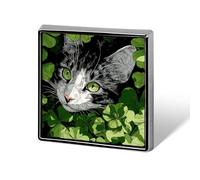 Spille e spille unisex con simpatico gatto tra i trifogli per il giorno di San Patrizio, quadrate e leggere, con spilla, per abbigliamento, scialle e cappello.