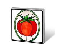 Spille e spille unisex con singolo pomodoro rosso in vetro colorato, quadrate e leggere, con spilla, per abbigliamento, scialle e cappello