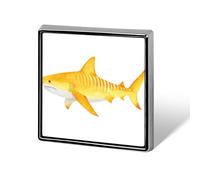 Spille e spille unisex con squalo giallo stravaganti, quadrate e leggere, con spilla, per abbigliamento, scialle e cappello