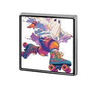 Spille e spille unisex "Ghost on Roller Skates", quadrate e leggere, con spilla, per abbigliamento, scialle e cappello.