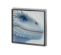 Spille e spille unisex minimaliste con drago bianco con occhi azzurri, quadrate, leggere, da bavero, gioielli per abbigliamento, scialle e cappelli
