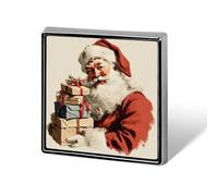 Spille e spille unisex retrò con Babbo Natale che porta una pila di regali, spille e spille quadrate leggere, gioielli con spilla per abbigliamento, scialle e cappello
