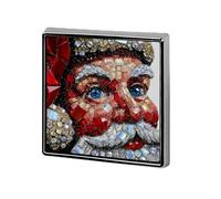 Spille e spille unisex scintillanti in stile mosaico di Babbo Natale, spille quadrate leggere, gioielli con spilla da bavero per abbigliamento, scialle e cappello