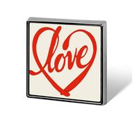 Spille e spille unisex semplici con scritta "Love" a forma di cuore rosso, quadrate e leggere, con spilla, per abbigliamento, scialle e cappello.