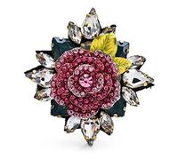 Spille for spille con fiori di rosa e strass realizzate a mano for donne Spille for fiori da ufficio a 2 colori for feste con clip for capelli(Color:A)