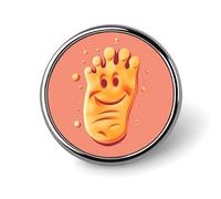 Spille Happy Foot con design a forma di cerchio con bottone, spille con immagine personalizzata, porta badge rotondi per decorare cappelli, magliette, vestiti, borse e accessori.
