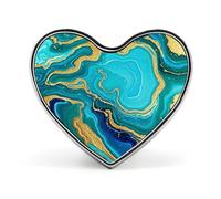 Spille in marmo turchese, blu e oro per uomo e donna, bottoni a forma di cuore, spilla personalizzata per cappelli, spilla da bavero leggera a forma di cuore, decorazioni, spilla portatile, moda