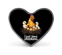 Spille in metallo a forma di cuore con la scritta "I Just Love Chickens" | Spille da bavero per camicia, zaino, giacca, cappello, cappotto, borsa, abbigliamento, gioielli, accessori, regali per donne