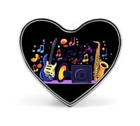Spille in metallo a forma di cuore con note musicali, chitarra e sassofono | Spille da bavero per camicia, zaino, giacca, cappello, cappotto, borsa, abbigliamento, gioielli, accessori, regali per donn