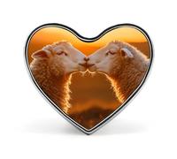 Spille in metallo a forma di cuore con pecore che si baciano al tramonto | Spille da bavero per camicia, zaino, giacca, cappello, cappotto, borsa, abbigliamento, gioielli, accessori, regali per donne