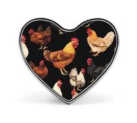 Spille in metallo a forma di gallina e cuore | Spille da bavero per camicia, zaino, giacca, cappello, cappotto, borsa, abbigliamento, gioielli, accessori, regali per donne e uomini