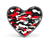 Spille in metallo con distintivo a forma di cuore con mimetica militare nera e bianca, per la decorazione di abbigliamento.