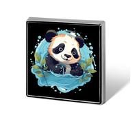 Spille in metallo con distintivo quadrato a forma di panda carino, per la decorazione di vestiti