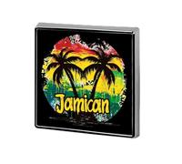 Spille in metallo con distintivo quadrato giamaicano color reggae con motivo a cocco, per la decorazione di indumenti