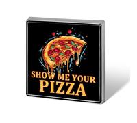 Spille in metallo con distintivo quadrato "Show Me Your Pizza" per la decorazione di abbigliamento