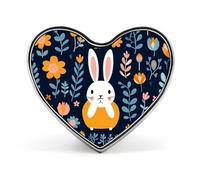 Spille in metallo con simpatico coniglietto floreale e cuore, spille da bavero per la decorazione di vestiti