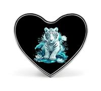 Spille in metallo con simpatico distintivo a forma di cuore con tigre bianca, spille da bavero per la decorazione di vestiti