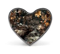 Spille in metallo con stemma a forma di cuore con orso mimetico da caccia al cervo, spille da bavero per la decorazione di abbigliamento