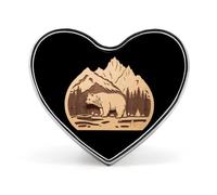 Spille in metallo con stemma a forma di cuore "Mountain Love" di Bear Wood, spille da bavero per la decorazione di abiti
