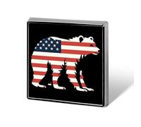 Spille in metallo con stemma quadrato con bandiera americana e orso a Repubblica a California, per la decorazione di indumenti.