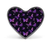 Spille in metallo Glitter Butterfly1 Galaxy a forma di cuore | Spille da bavero per camicia, zaino, giacca, cappello, cappotto, borsa, abbigliamento, gioielli, accessori, regali per donne e uomini