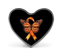 Spille in metallo personalizzate a forma di farfalla e cuore per la sensibilizzazione sulla sclerosi multipla, ideali per decorare abiti e abbigliamento.