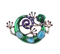 Spille lucertola smaltata per donna Moda spilla verde con strass Spille Geco Gioielli animali Conveniente e resistente Deft e Professional