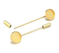Spille metalliche, spille con chiusura, Base for spilla in metallo for cabochon da 12 mm multicolore 10 pezzi(Gold)
