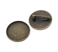 Spille metalliche, spille con chiusura, Basi for spille cabochon rotonde 18-30 mm 40 pezzi(25mm 10pcs)
