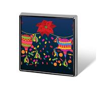 Spille natalizie messicane Feliz Navidad, spille quadrate, spille da bavero, bottoni smaltati, decorazioni per feste