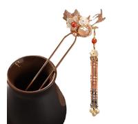 spille per capelli cinesi per le donne, hanfu Copricapo con forcina for capelli in stile antico fatto a mano, con nappa, copricapo con forcina for capelli rossa