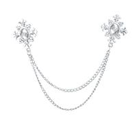 Spille Per Colletto Da Donna 2 Pezzi Spille Da Colletto For Donne Abito Retrò For Camicia Vintage Con Catena(Silver B)