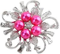 Spille per donna Spilla a fiore Elegante spilla con perle d'imitazione Spilla Accessori per la decorazione di abbigliamento vintage, rosaIntelligenza pratica.