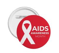 Spille per il mese della consapevolezza sull'AIDS Spilla rotonda Bottone Distintivo Adesivi Segno Spilla in metallo