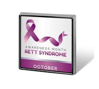 Spille per il mese di sensibilizzazione sulla sindrome di Rett, spille quadrate, spille da bavero, bottoni smaltati, decorazioni per feste