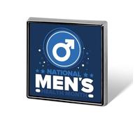 Spille per il mese nazionale degli uomini, spille quadrate, bottoni smaltati, decorazioni per feste