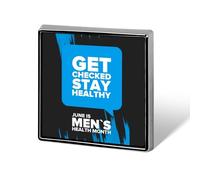 Spille per il mese nazionale degli uomini, spille quadrate, bottoni smaltati, decorazioni per feste