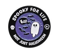 Spille per vestiti Spilla di cristallo Club Smalto Pin Cartoon Bianco Spilla Distintivo Pulsante Rotondo Spilla Spilla Lettera Lega Halloween Carino Decorazione Anime Fan Gioielli Giacca Cappello