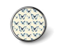 Spille per zaini, alla moda, retrò, blu, con stampa a farfalla, spille rotonde a sublimazione per abbigliamento, cappelli, decorazioni in metallo, spilla da bavero per uomo, accessorio per costumi