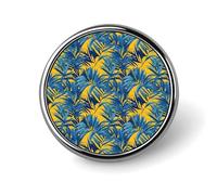 Spille per zaini, spilla rotonda alla moda con stampa tropicale con pianta gialla, bottoni a sublimazione per abbigliamento, decorazione per cappelli, spille da bavero in metallo per uomo accessorio