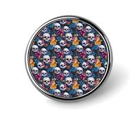 Spille per zaini, spilla rotonda con teschio hawaiano con stampa floreale, bottoni a sublimazione per abbigliamento, cappelli, decorazioni in metallo, spilla da bavero per uomo, accessorio per costumi