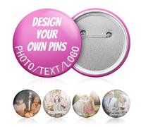 Spille Personalizzate e Badge, 1-100 Pezzi Spille Personalizzate con il Tuo Nome Foto Testo Logo, Pins Crea il Tuo Design Unico con Foto, Ideali per Matrimoni, Feste, Conferenze, Natale, Compleanno